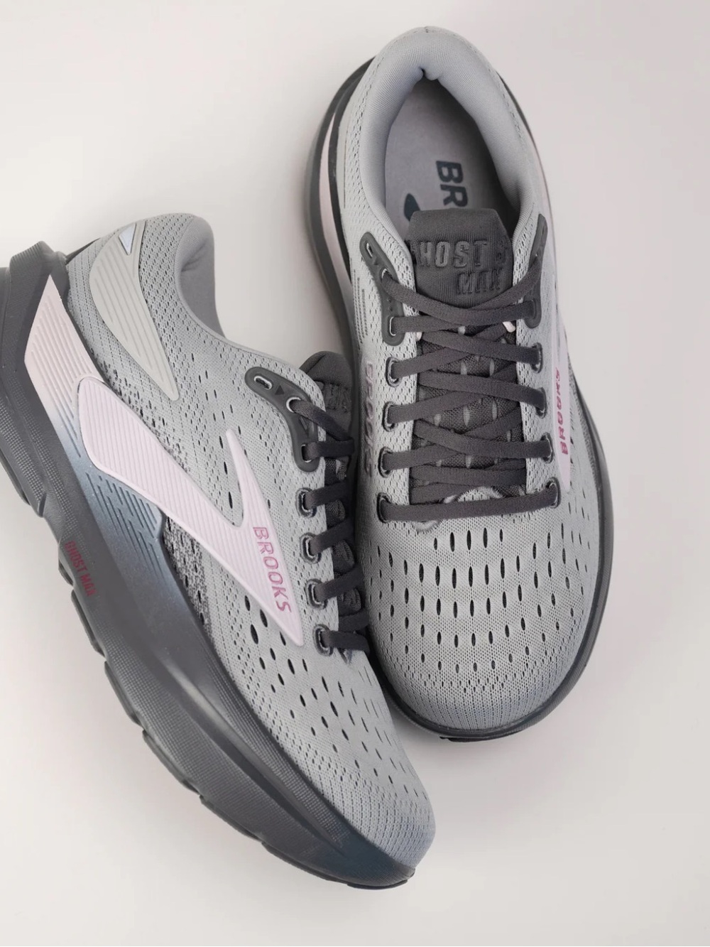 Brooks Women's Ghost Max 3 Running Shoes - Gray with Pale Pink Accents Size 9